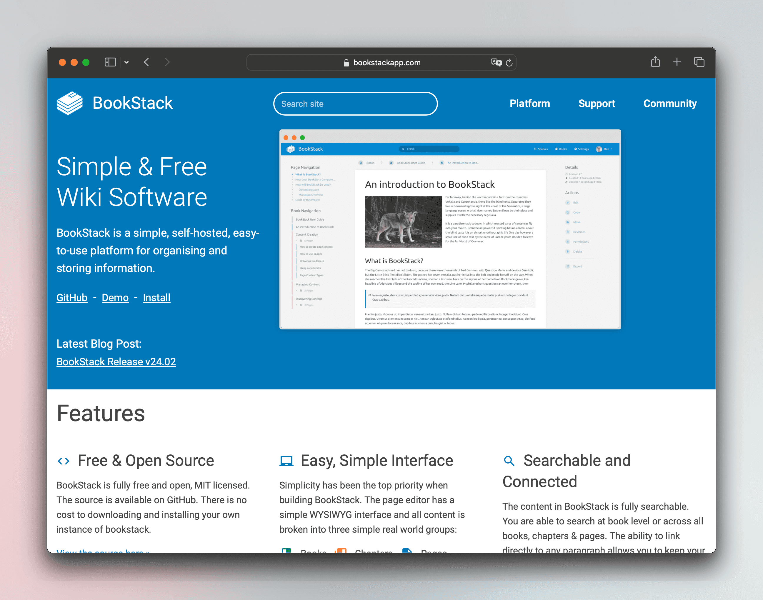 BookStack - build Wiki or Docs