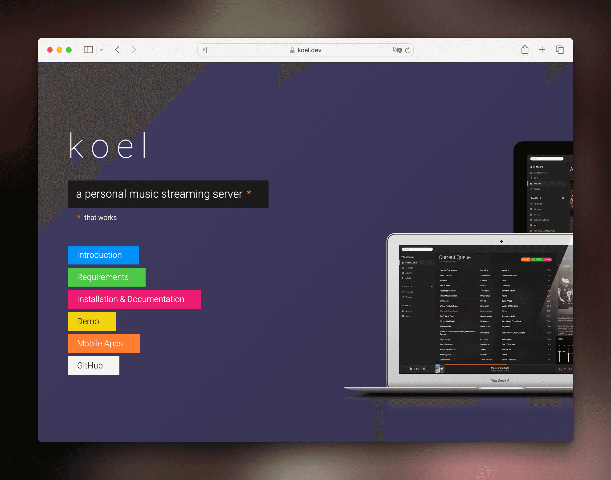 Koel Music Player